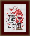 (image for) Valentine Gnome Roses Are Red ... WINE!